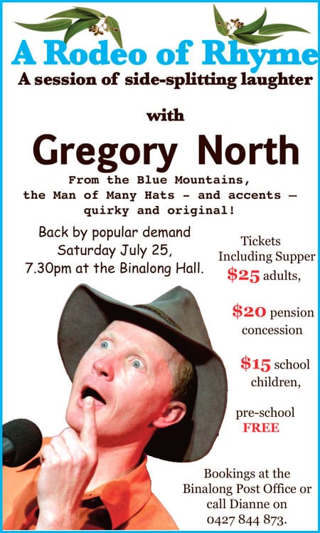 Greg North Coming To Binalong