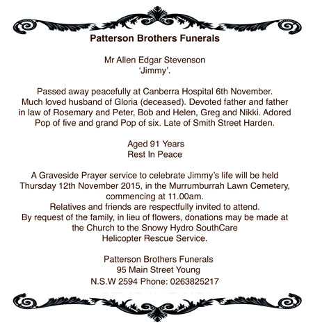 notice funeral patterson funerals brothers