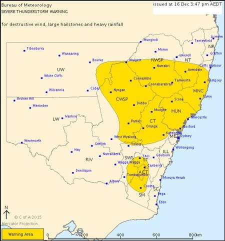 SEVERE THUNDERSTORM WARNING  for DESTRUCTIVE WIND, LARGE HAILSTONES and HEAVY RAINFALL