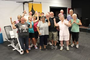 Pictured is the Active Seniors Group which meets every Wednesday at 11:00am. The Seniors group have a great time exercising on the gym equipment and they love to mix it up a bit with ball exercises. When they're not giving Glenn a hard time, that is. Always plenty of stirring and laughter amongst the group. The group also gets to choose the music for the day.