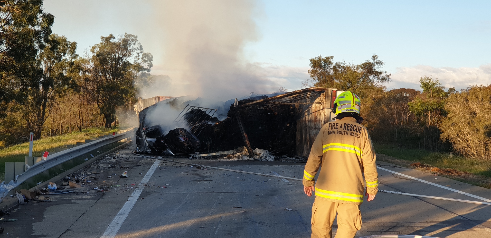 B-Double On Fire Near Jugiong