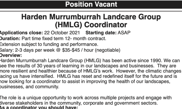 Position Vacant – Harden Murrumburrah Landcare Group Coordinator